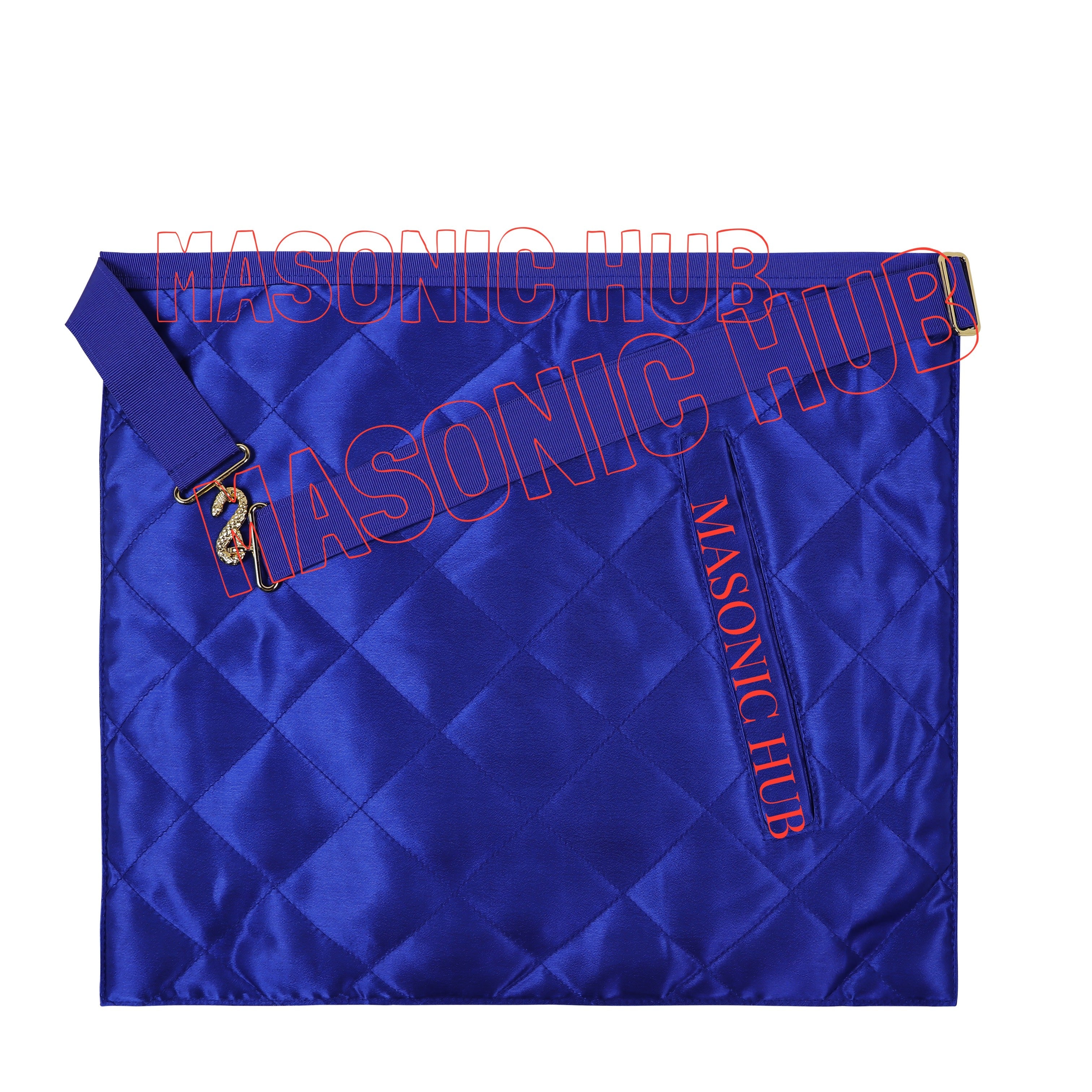 Masonic Regalia Blue Lodge Treasurer Apron &amp; Chain Collar with Jewel Masonic Hub
