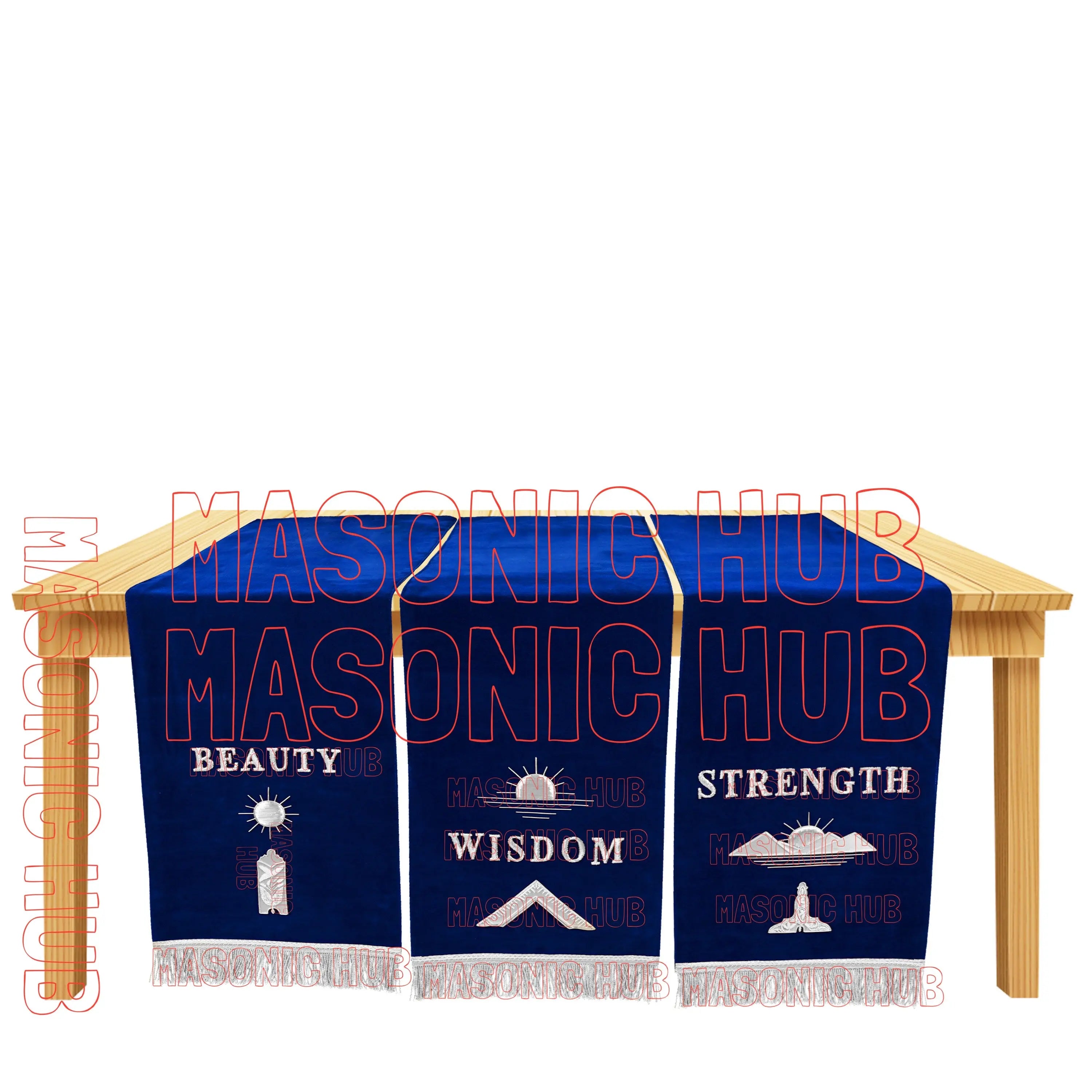 Handcrafted Masonic Blue Lodge Pedestal Covers – Silver Embroidery (Set of 3) Masonic Hub