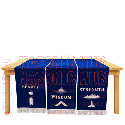 Handcrafted Masonic Blue Lodge Pedestal Covers – Silver Embroidery (Set of 3)