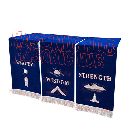 Handcrafted Masonic Blue Lodge Pedestal Covers – Silver Embroidery (Set of 3)