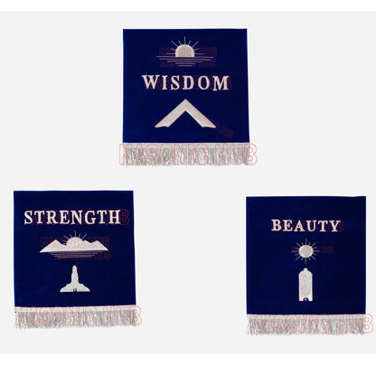 Handcrafted Masonic Blue Lodge Pedestal Covers – Silver Embroidery (Set of 3)