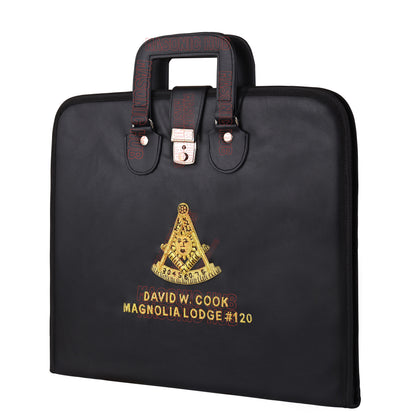 Masonic Hand Embroidered Customize Past Master Masonic Apron Case with Handle
