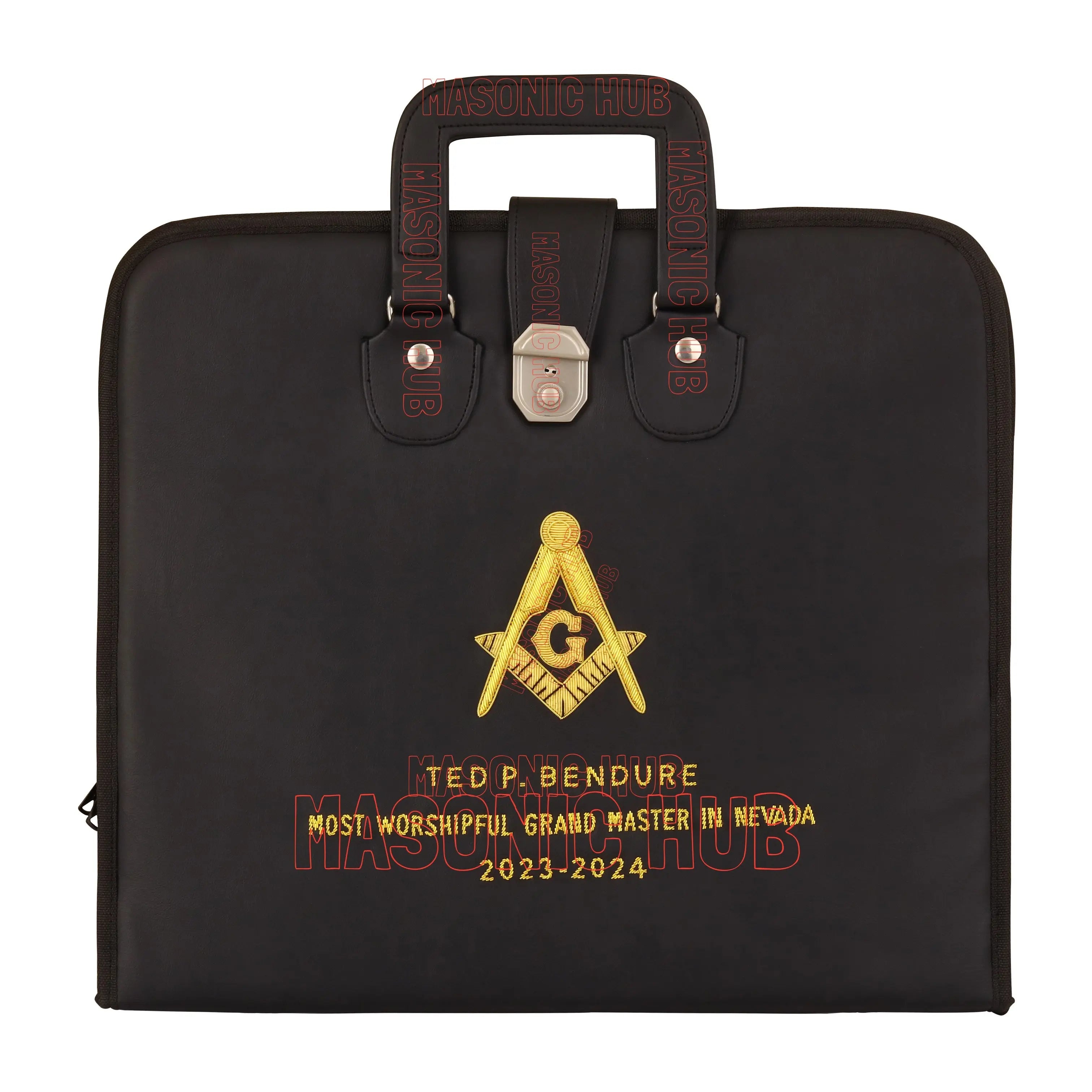 Masonic Hand-Embroidered Square &amp; Compass Apron Case – Black Masonic Hub