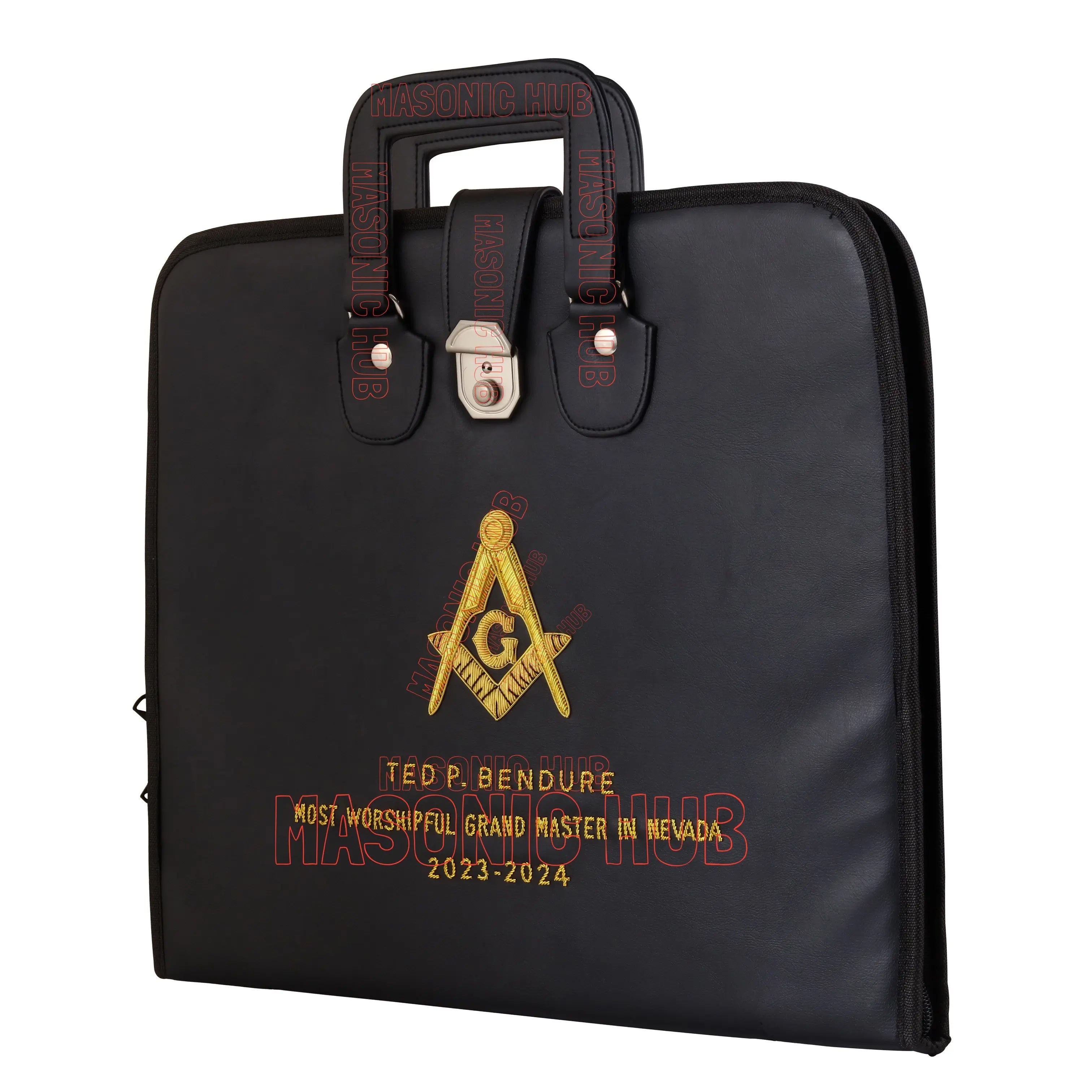 Custom Masonic Apron Case – Hand-Embroidered Square & Compass Masonic Hub