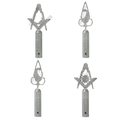 Silver Masonic Blue Lodge Tops Set with MM Emblem Freemason Masonic Pole