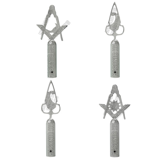Silver Masonic Blue Lodge Tops Set with MM Emblem Freemason Masonic Pole