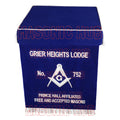 Masonic Bible Cushion & Drop Fall – Custom Lodge Name and Number – Blue Velvet Lodge Altar Cushion Masonic Hub
