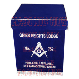 Masonic Bible Cushion & Drop Fall – Custom Lodge Name and Number – Blue Velvet Lodge Altar Cushion Masonic Hub