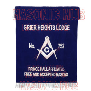 Masonic Bible Cushion & Drop Fall – Custom Lodge Name and Number – Blue Velvet Lodge Altar Cushion Masonic Hub