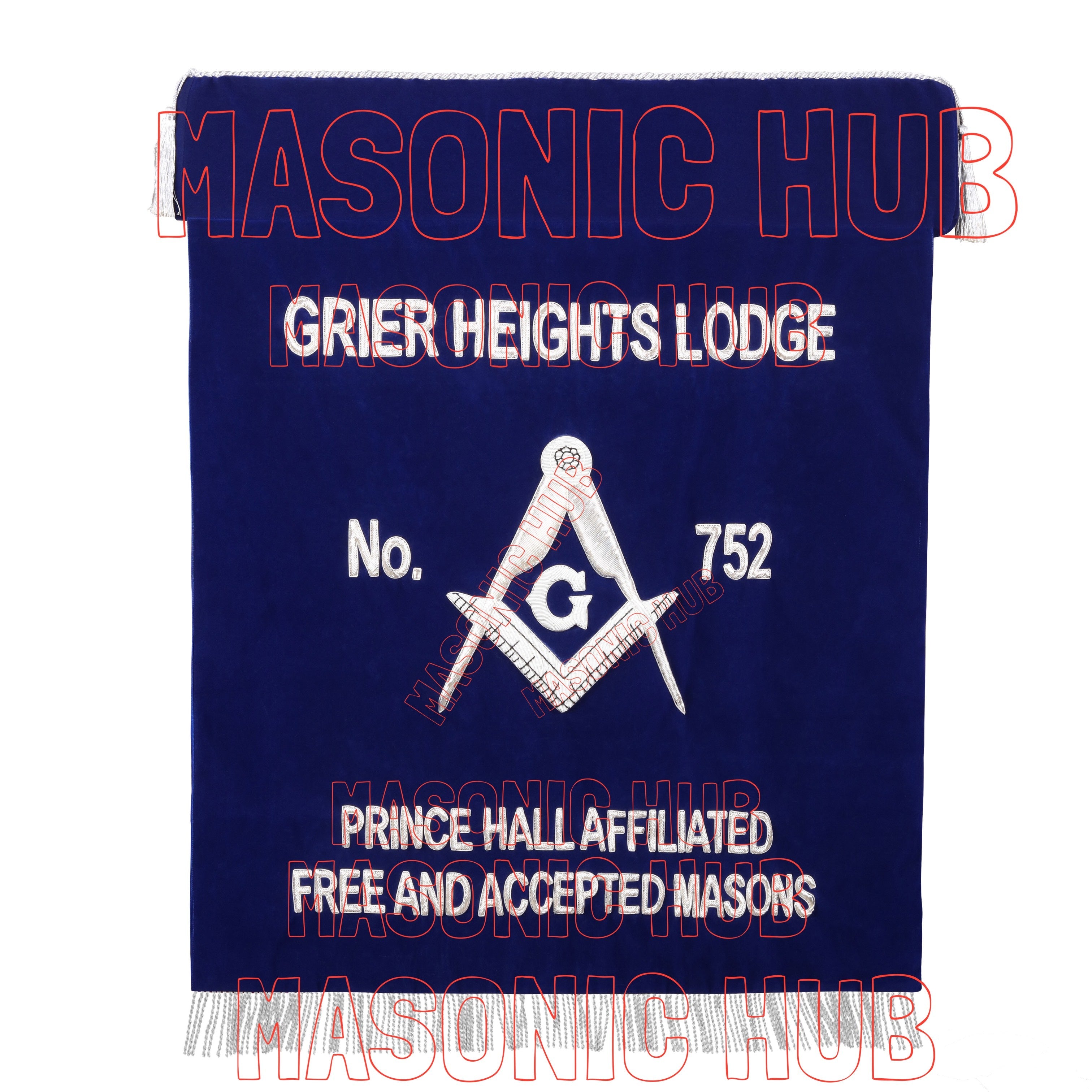 Masonic Bible Cushion & Drop Fall – Custom Lodge Name and Number – Blue Velvet Lodge Altar Cushion Masonic Hub