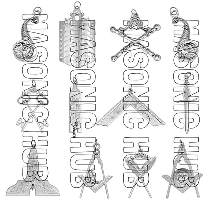 Masonic Blue Lodge Officer Collar Jewels – Set of 12 Silver Regalia | Masonic Hub