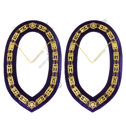 Masonic Regalia Cryptic Mason Royal & Select Master Chain Collar Purple Backing