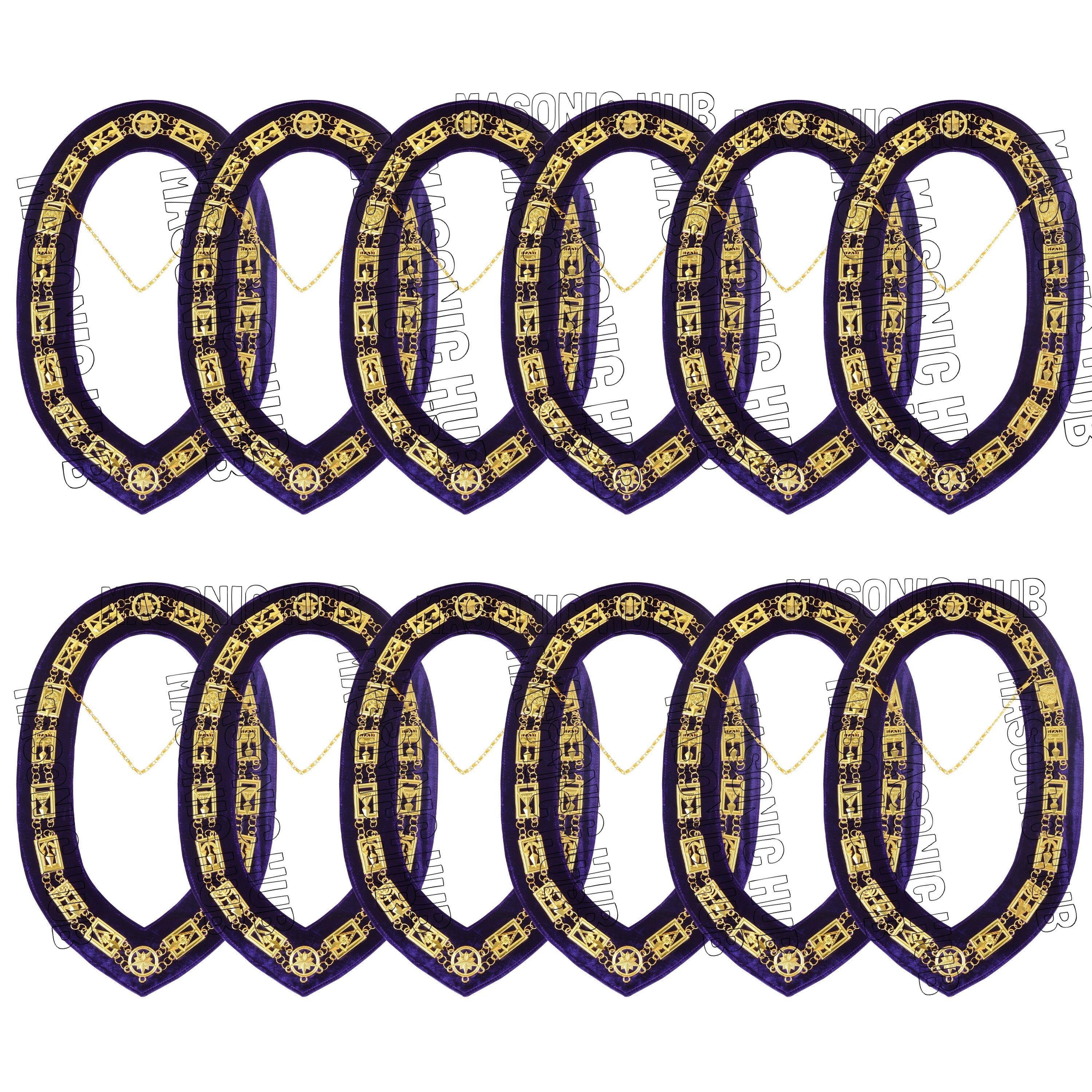 Masonic Regalia Cryptic Mason Royal & Select Master Chain Collar Purple Backing Masonic Hub