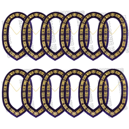 Masonic Regalia Cryptic Mason Royal & Select Master Chain Collar Purple Backing