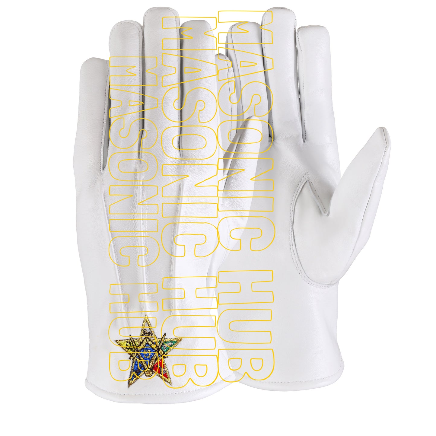 OES White Leather Gloves – Order of the Eastern Star Embroidered in Silk & Metallic Threads
