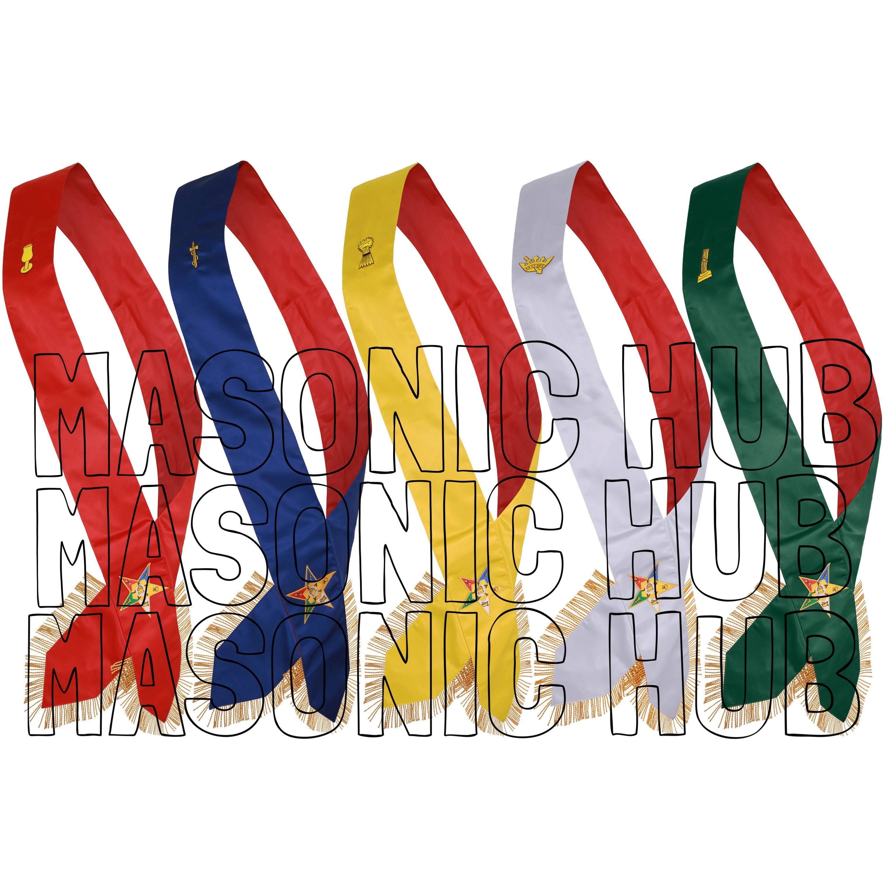 Handcrafted Masonic Order of Eastern Star (OES) Complete Sash Set – Set of 5