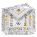 EXQUISITE MASONIC REGALIA MASTER MASON SHEEP APRON – ALL WHITE HAND EMBROIDERED Masonic Hub