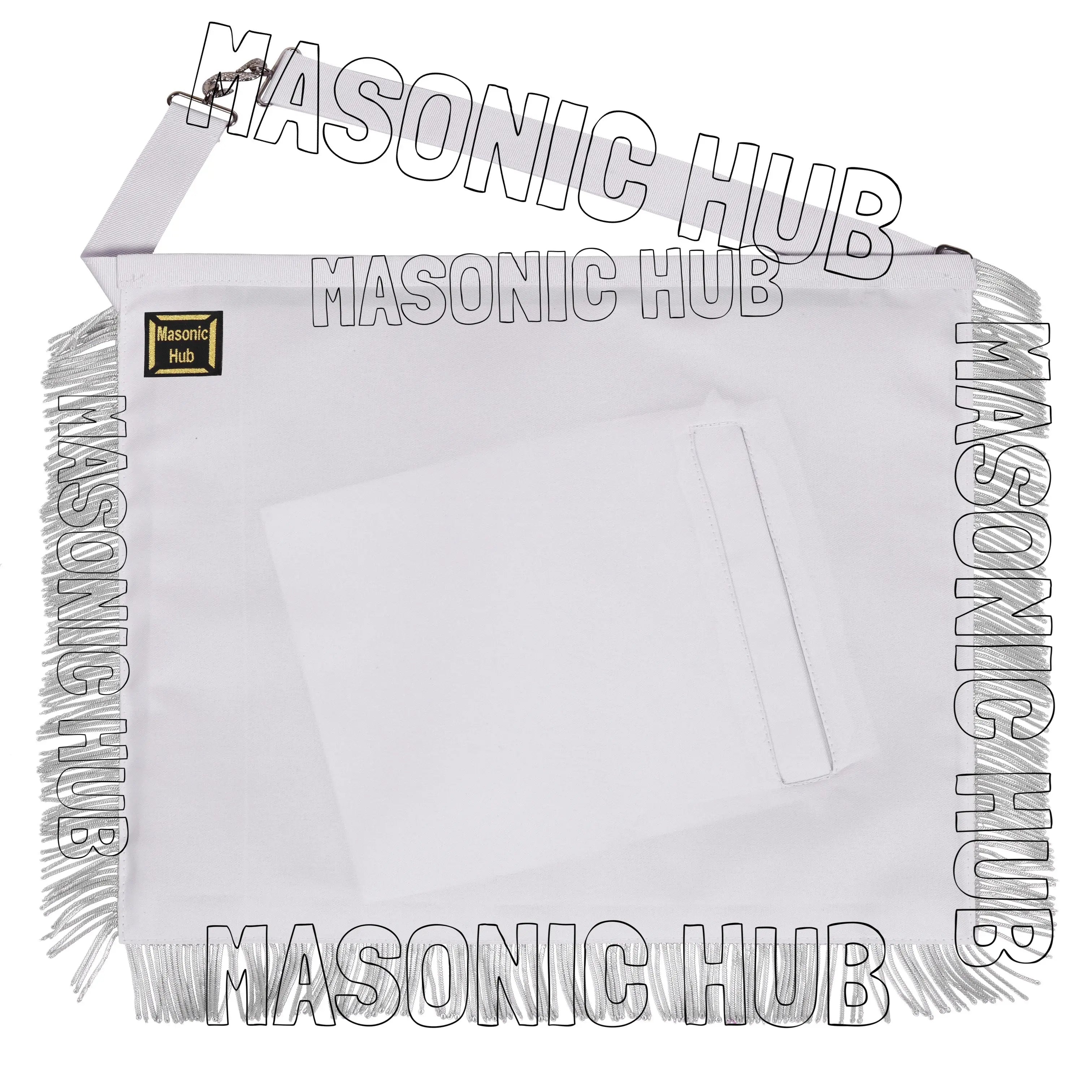 EXQUISITE MASONIC REGALIA MASTER MASON SHEEP APRON – ALL WHITE HAND EMBROIDERED Masonic Hub