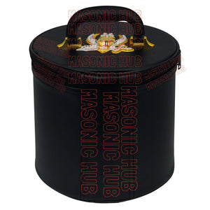 MASONIC SHRINER FEZ CASE – BLACK WITH HAND-EMBROIDERED EMBLEM Masonic Hub
