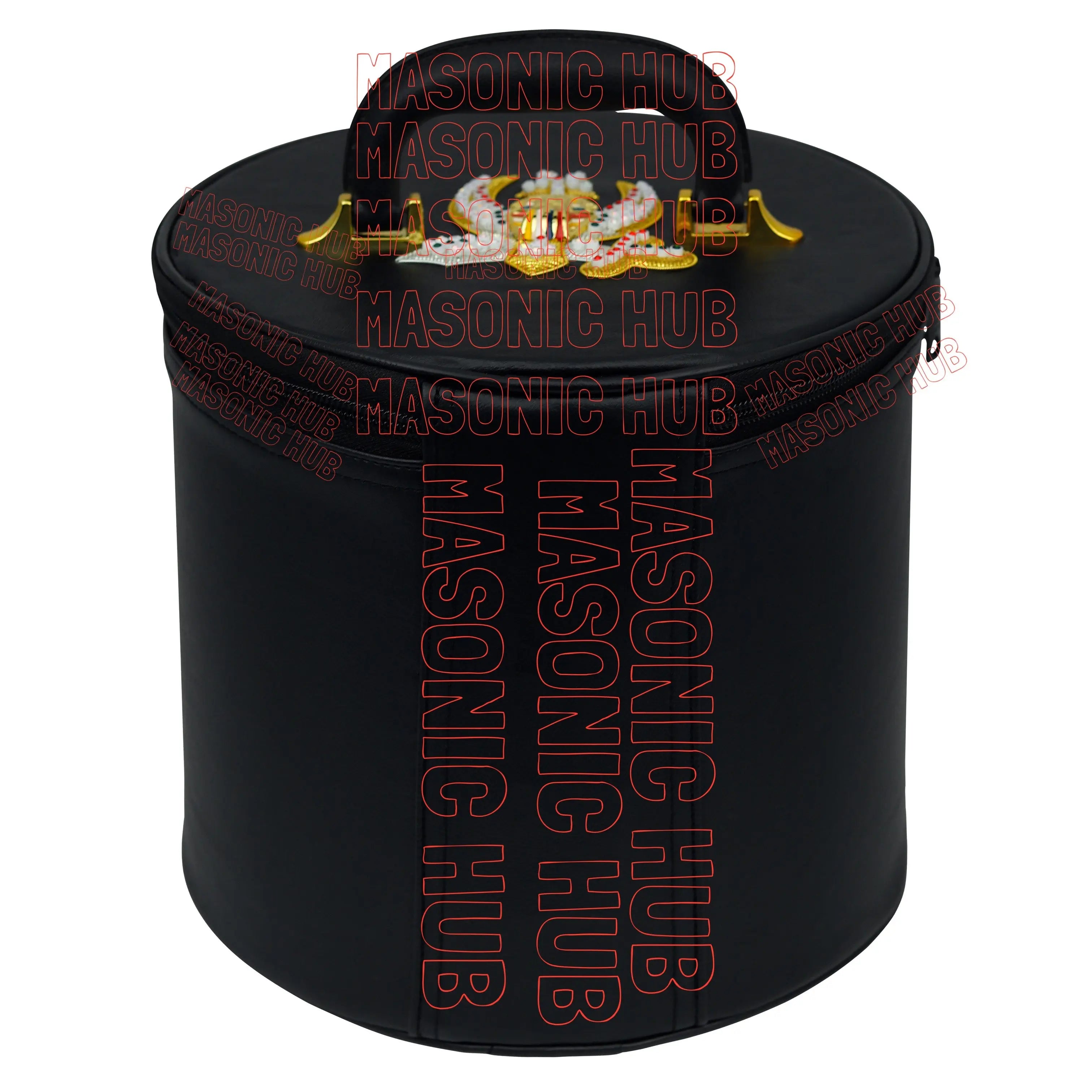 MASONIC SHRINER FEZ CASE – BLACK WITH HAND-EMBROIDERED EMBLEM Masonic Hub