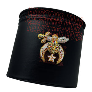 MASONIC SHRINER FEZ CASE – BLACK WITH HAND-EMBROIDERED EMBLEM Masonic Hub