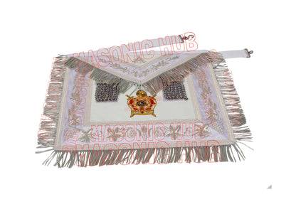 DeMolay Lambskin Apron | Past Master Emblem on Flap | Fully Silver Bullion Embroidery | Masonic Regalia
