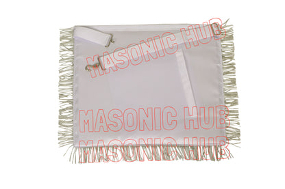 DeMolay Lambskin Apron | Past Master Emblem on Flap | Fully Silver Bullion Embroidery | Masonic Regalia