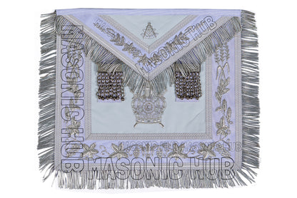 DeMolay Lambskin Apron | Past Master Emblem on Flap | Fully Silver Bullion Embroidery | Masonic Regalia