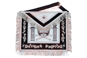Past Master Skull & Cross Bones 100% Lambskin Masonic Apron - Handcrafted Masonic Hub