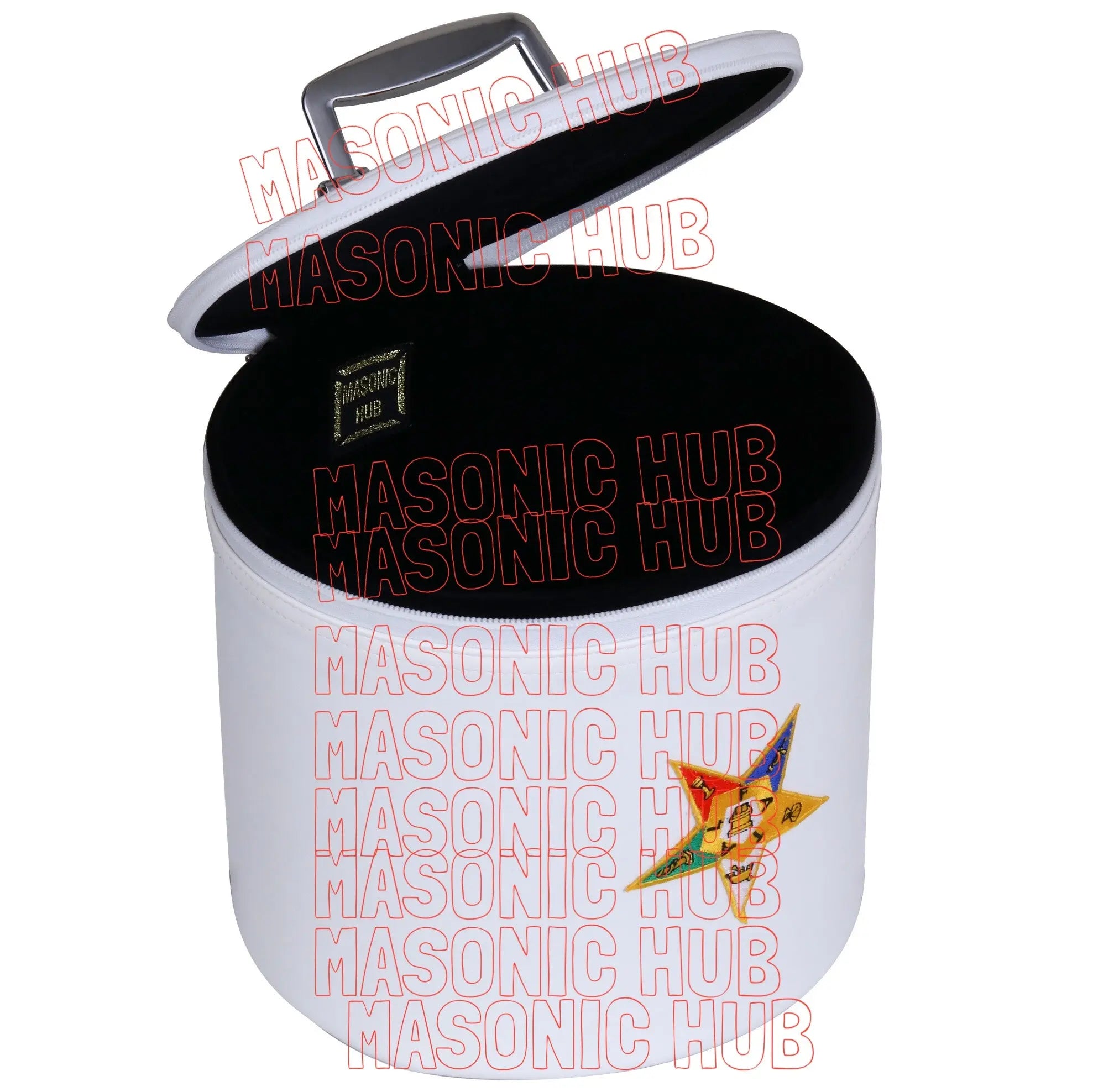 NEW ORDER OF EASTERN STAR FEZ CAP CASE – WHITE WITH EMBLEM Masonic Hub
