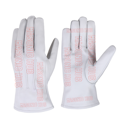 Masonic Plain White Leather Gloves – Blue Lodge Ceremonial Dress Gloves (No Emblem)