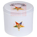 NEW ORDER OF EASTERN STAR FEZ CAP CASE – WHITE WITH EMBLEM Masonic Hub