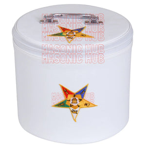 NEW ORDER OF EASTERN STAR FEZ CAP CASE – WHITE WITH EMBLEM Masonic Hub