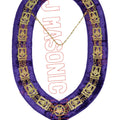 Masonic Past Master Metal Chain Collar – Gold Plated with Purple Velvet Backing + FREE Jewel Masonic Hub