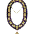 Masonic Past Master Metal Chain Collar –  Purple Velvet Backing – Rhinestone Trim – Attached Metal Jewel – White Lining – FREE Jewel Masonic Hub