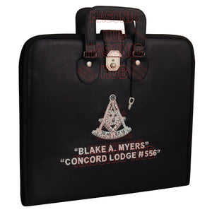Masonic Hand Embroidered Past Master Masonic Apron Case with Handle [ BLACK ] Masonic Hub