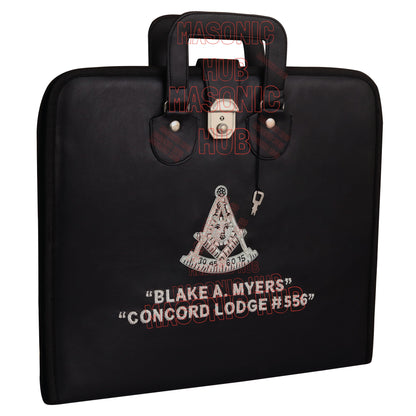 Masonic Hand Embroidered Customize Past Master Masonic Apron Case with Handle