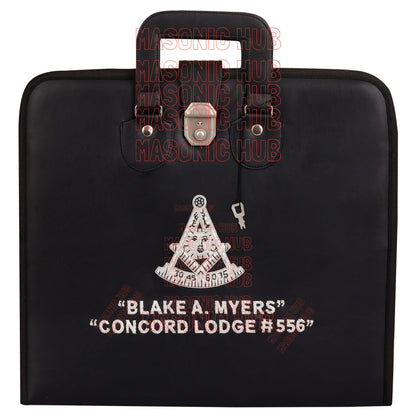 Masonic Hand Embroidered Customize Past Master Masonic Apron Case with Handle