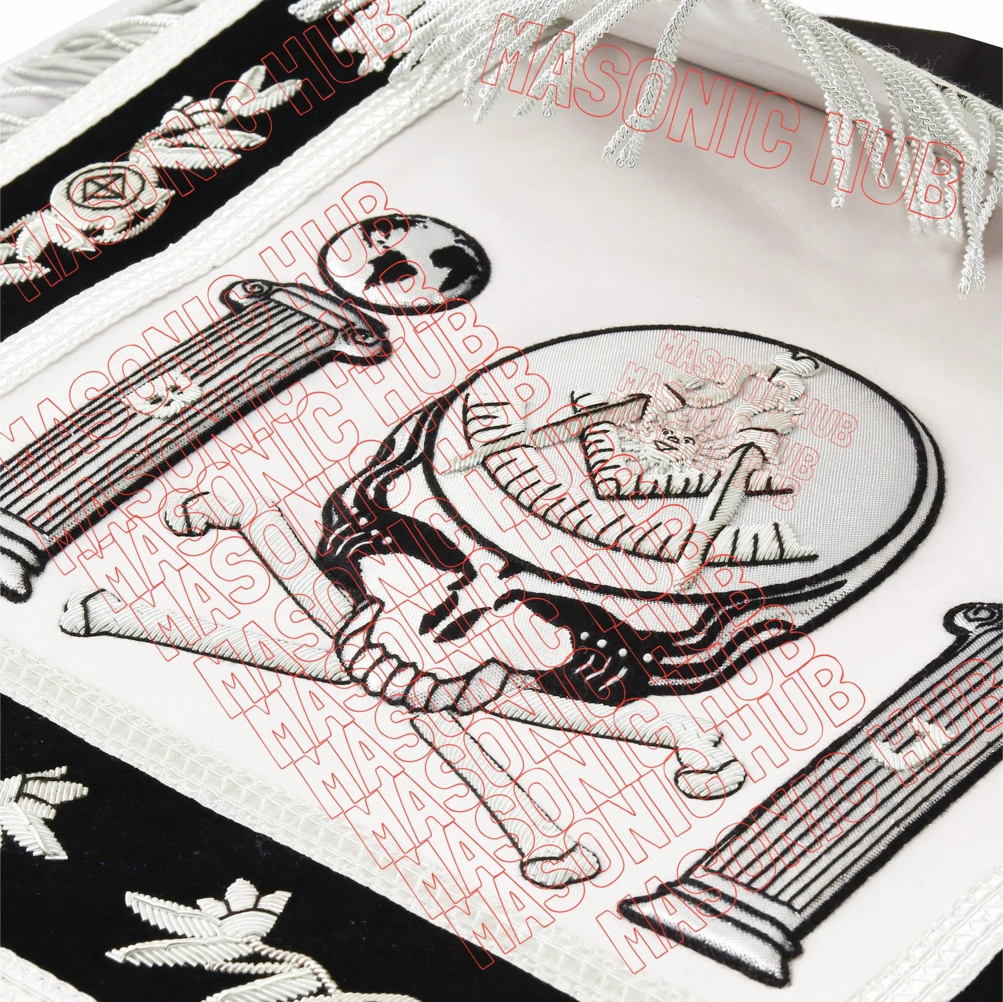 Past Master Skull & Cross Bones 100% Lambskin Masonic Apron - Handcrafted Masonic Hub