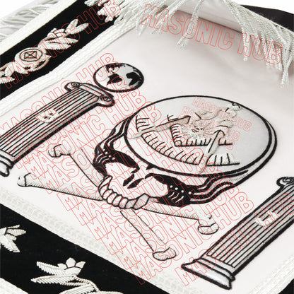 Past Master Skull & Cross Bones 100% Lambskin Masonic Apron - Handcrafted