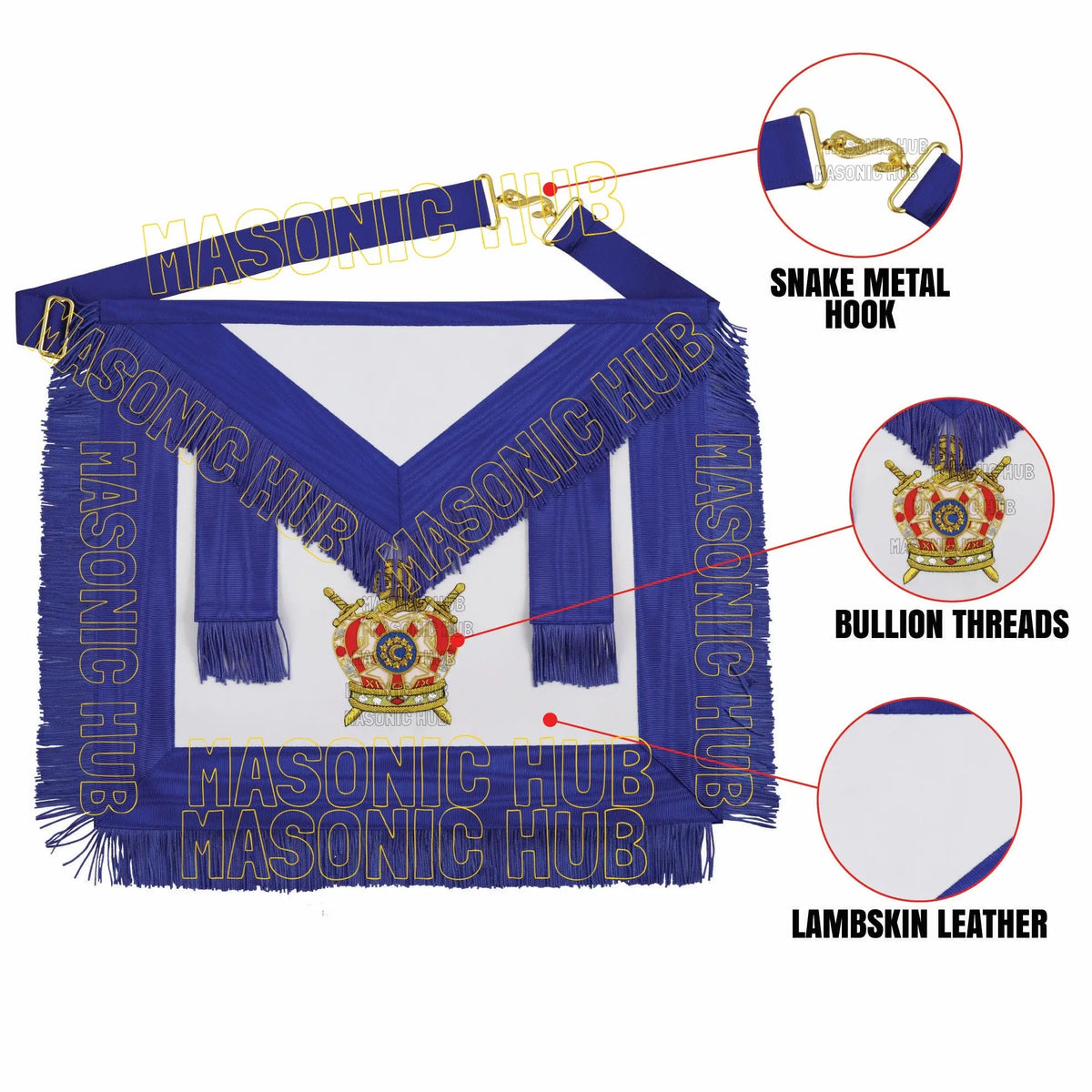 Masonic Illinois DeMolay Apron – Handcrafted Excellence in 100% Lambskin Masonic Hub