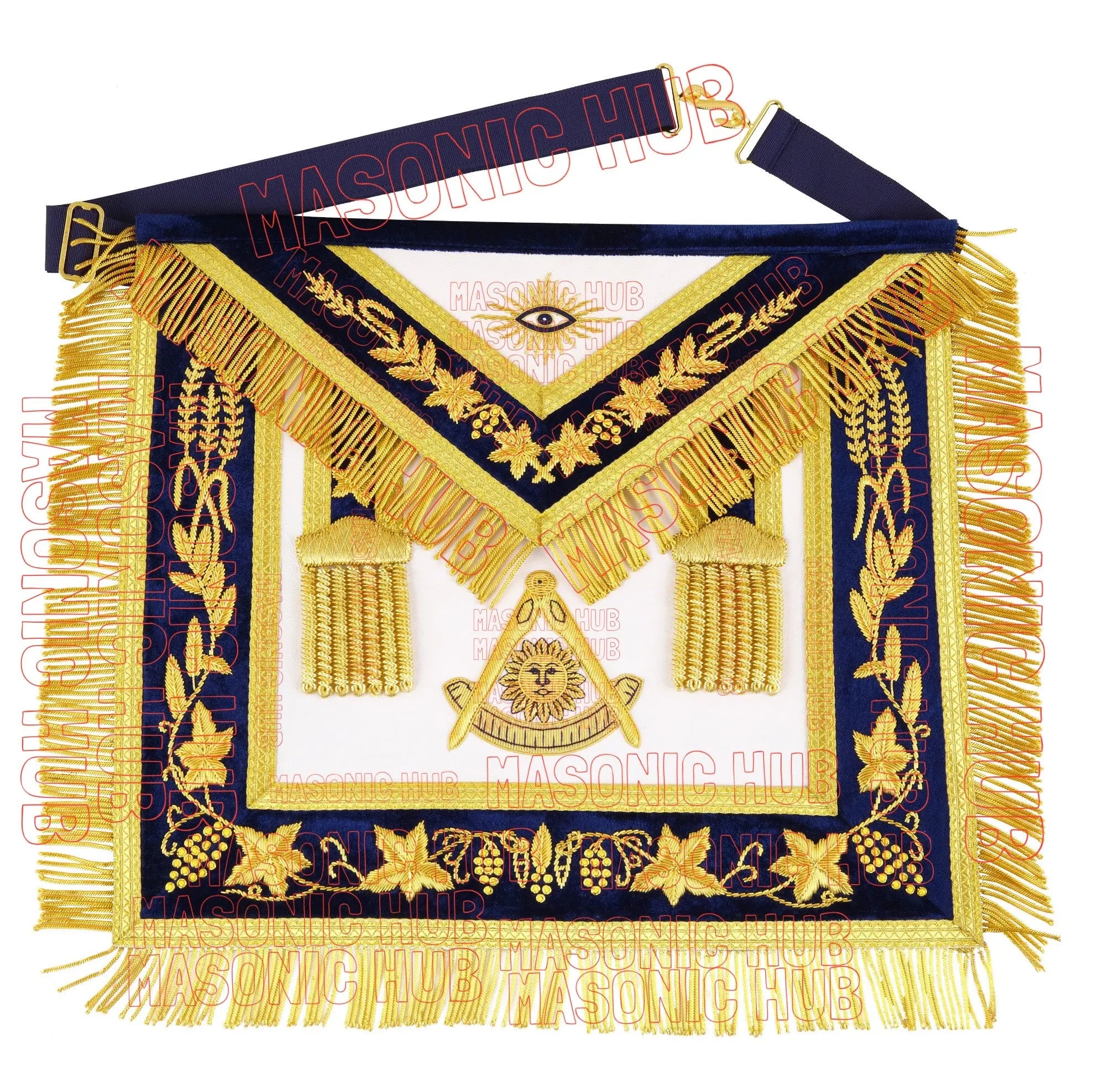 Handmade Masonic Past Master Apron with Compasses & Quadrant - Genuine Lambskin Masonic Hub