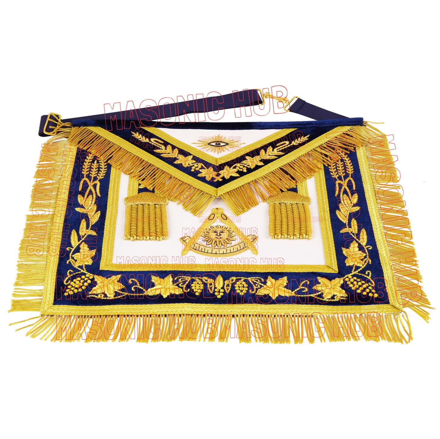 Handmade Masonic Past Master Apron with Compasses & Quadrant - Genuine Lambskin