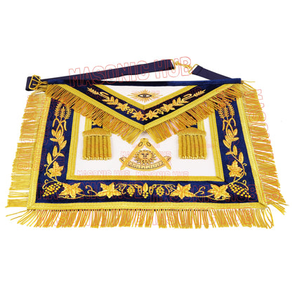 Handmade Masonic Past Master Apron with Compasses & Quadrant - Genuine Lambskin