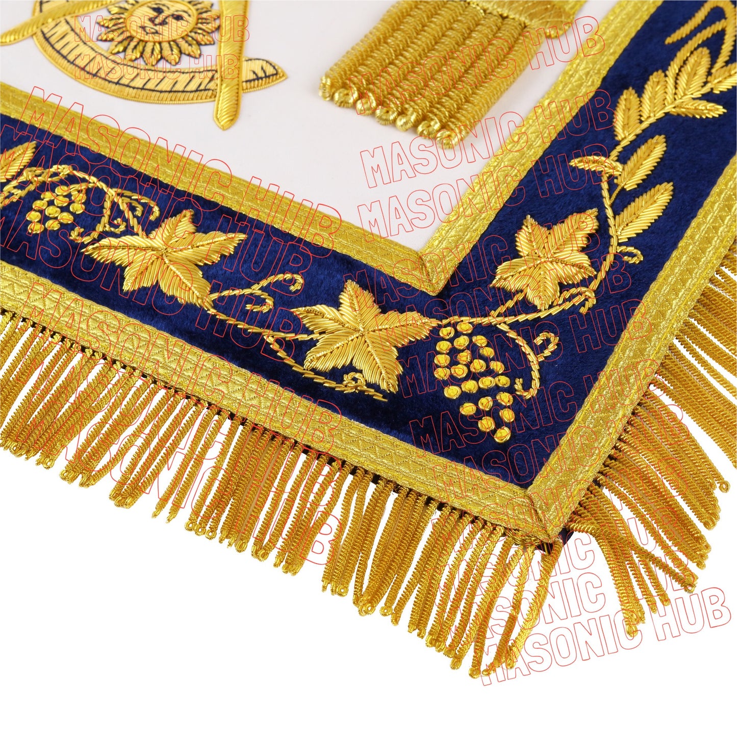 Handmade Masonic Past Master Apron with Compasses & Quadrant - Genuine Lambskin