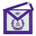 Regal Craftsmanship – Masonic Past Master Lambskin Apron with Elegant Purple Embroidery Masonic Hub