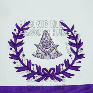 Regal Craftsmanship – Masonic Past Master Lambskin Apron with Elegant Purple Embroidery Masonic Hub