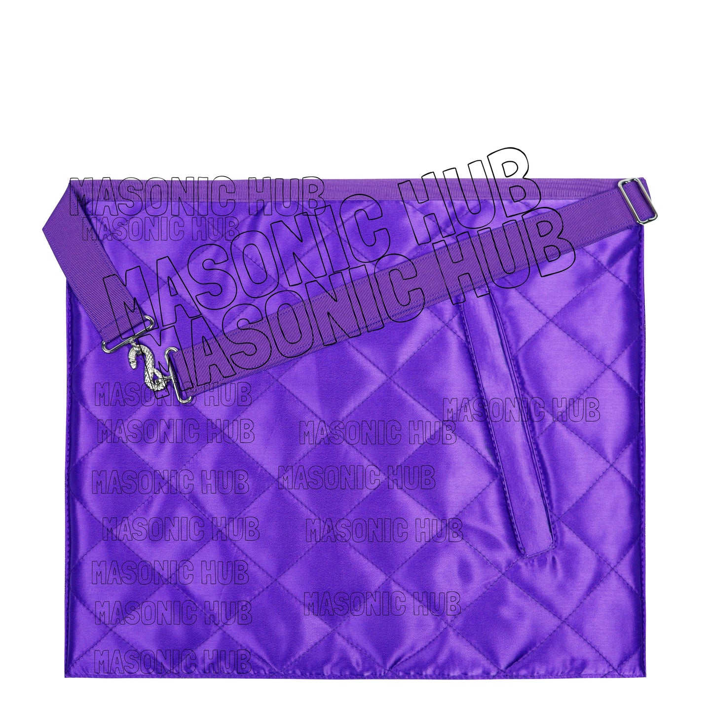 Regal Craftsmanship – Masonic Past Master Lambskin Apron with Elegant Purple Embroidery