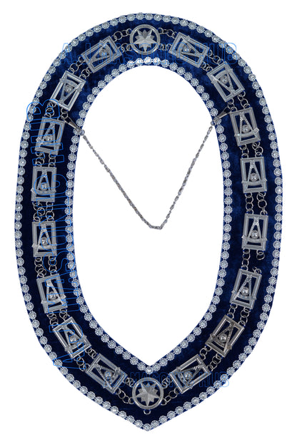 Masonic Past Master Compass & Quadrant Chain Collar – Silver Plated – Rhinestones