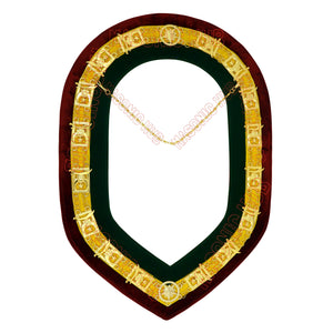 Regalia Masonic Shriner Tri-Color Deluxe Chain Collar in Red, Green, and Yellow Masonic Hub